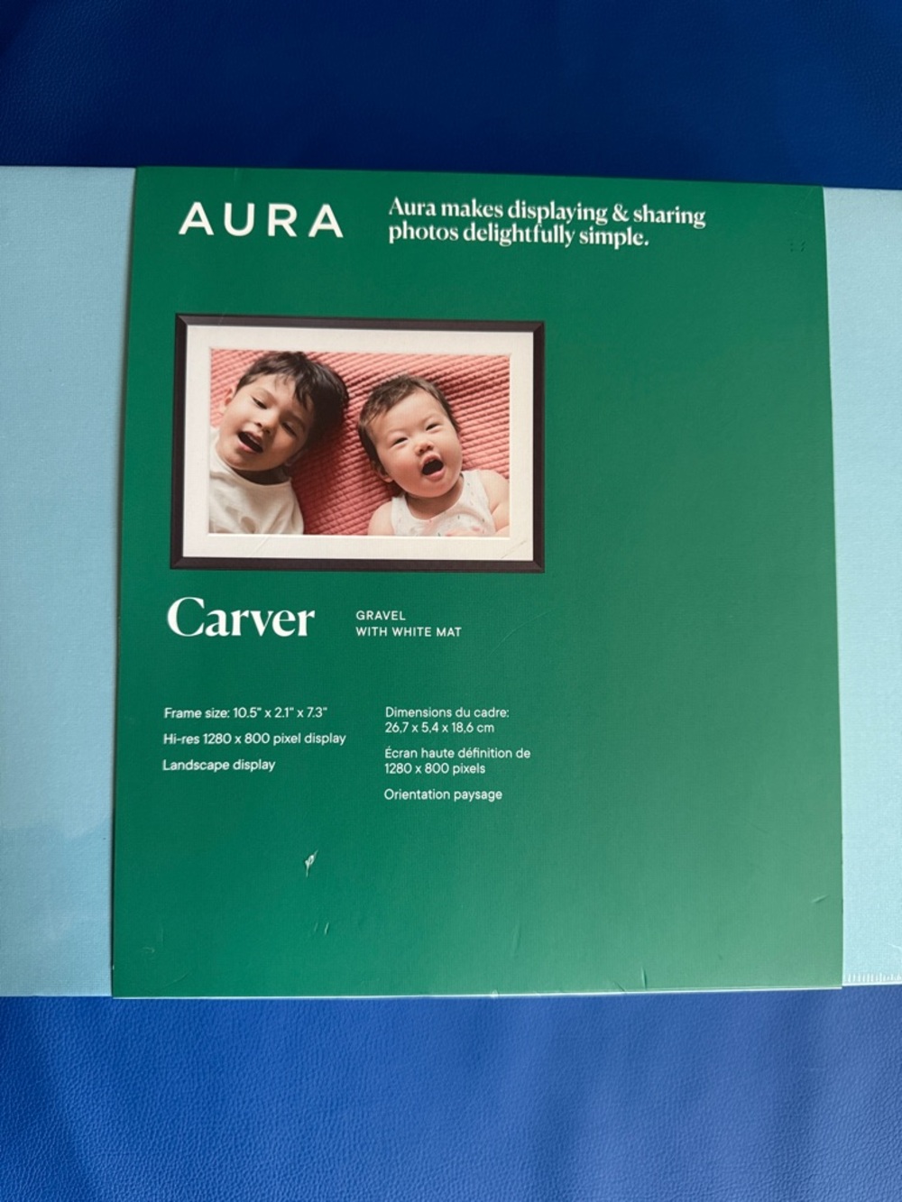 Aura Carver Digital Frame - Gravel Frame with White Mat